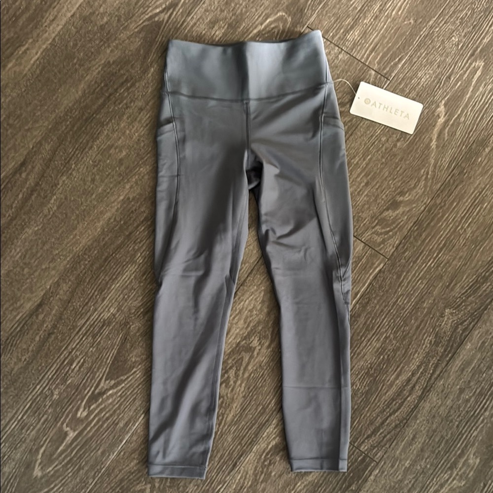 NWT- Athleta Gray High-Rise Leggings -interval stash 7/8. Size XS